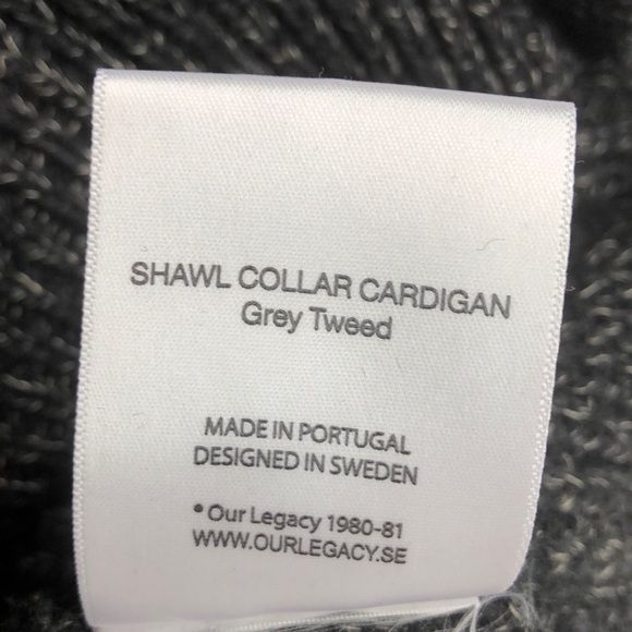 SOLD Our Legacy Shawl Collar Cardigan Grey Tweed - Picture 6 of 6